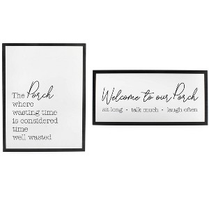 AuldHome Design Black and White Farmhouse Porch Signs, 2pc Set; Rustic Wall Decor - 1 of 4