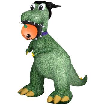 Gemmy Animated Halloween Inflatable T Rex with Jack O' Lantern, 7.5 ft Tall, Multi