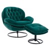 Lyngins Modern Medieval Style Velvet Accent Chair & Ottoman Set, Sofa Chair with Metal Frame/Black Legs, TV Chair Living Room Chair with Ottoman - 2 of 4