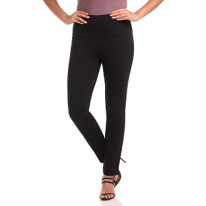 Rekucci Women's Secret Figure Pull On Knit Slim Straight Leg Pant with Wide Waist - 1 of 4