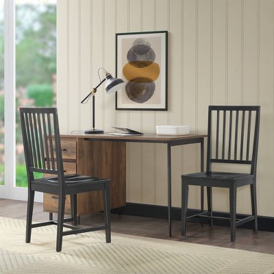 Vienna High-Back Black Rubberwood Slat Side Chairs, Set of 2