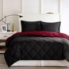 AENKYO Twin/Twin XL Reversible Comforter Set, Diamond Quilting Down Alternative Bedding, Red+Black 2-Piece Collection - 2 of 4