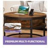 Round Lift Top Coffee Table with Storage and Hidden Compartment Small Circle Wood Farmhouse Center Table - 4 of 4