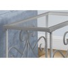 ?Vynxaria Elegant Accent Table with Clear Tempered Glass and White Metal Frame - 2 of 4