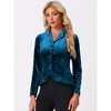 INSPIRE CHIC Women's Notched Lapel Long Sleeve Office Button Velvet Suit Blazer - 2 of 4