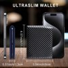 BEAFUP Men's Thin Wallet,Simple Leather RFID-Blocking Dual Folding Credit Card Holder Gives For Men Mini Wallet,Coin Wallet,Black & Blue - 3 of 4