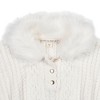 Hope & Henry Girls' Organic Cable Sweater Cape with Faux Fur, Soft White Cable, Medium - 3 of 4