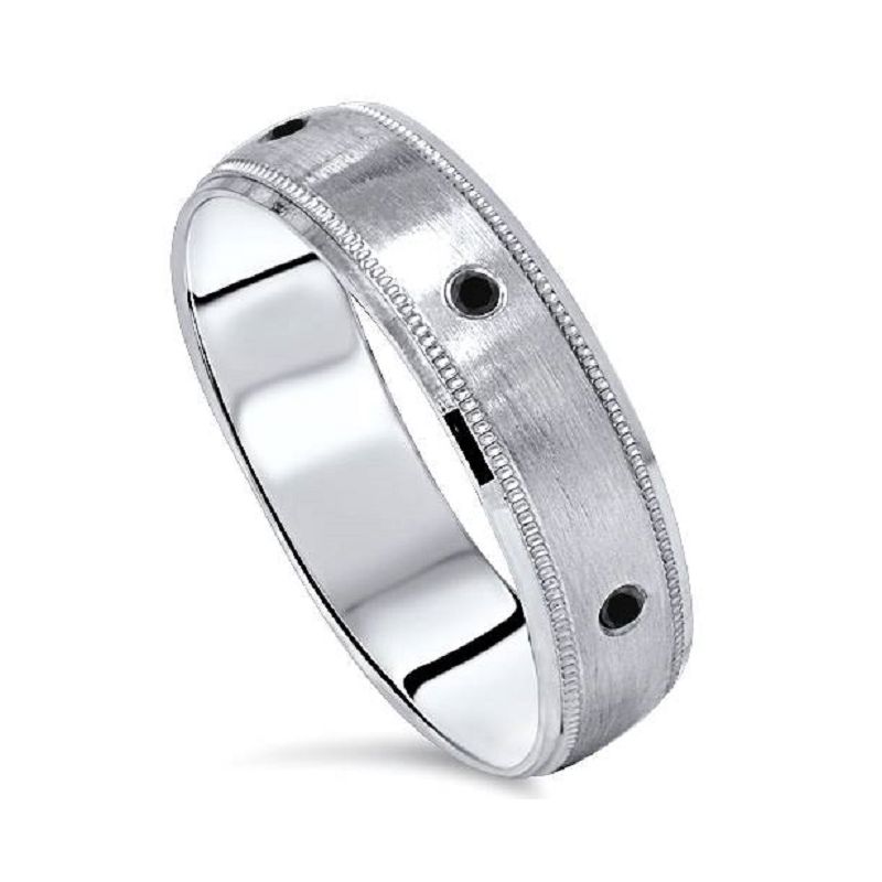 Pompeii3 Black Diamond Mens Wedding Ring 10k White Gold - Size 8.5, 2 of 5