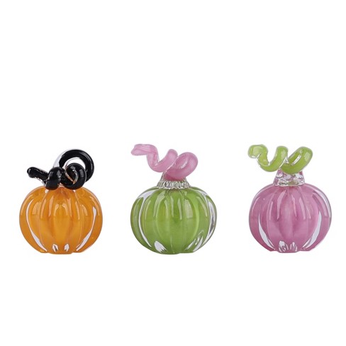 Transpac Glass 3.54 in. Multicolor Halloween Pastel Pumpkin Set of 3 - image 1 of 2