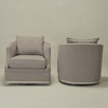 KINWELL 31" Wide Linen Fabric Upholstered Swivel Barrel Chair, Set of 2 - 4 of 4