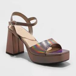 Women's Hadison Platform Heels - A New Day™ Metallic Gray 6.5