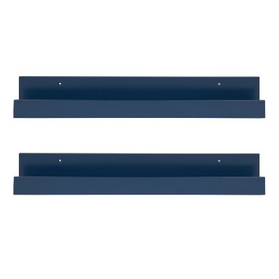 Navy Blue 24" Levie Wood Floating Picture Ledge Wall Shelf Set