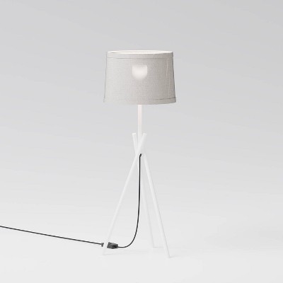 Infibrite 26" Sleek Crossed Legs Table Lamp with Fabric Shade E26 Bulb Friendly Subtle Elegance: Minimalist Design, Linen Cone Shade, ETL Listed