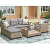 SKRAN Outdoor PE Wicker Patio Furniture Set 4 Piece,Rattan Sectional Conversation Sofa with Seat Cushions and Table for Balcony Lawn and Garden - 4 of 4