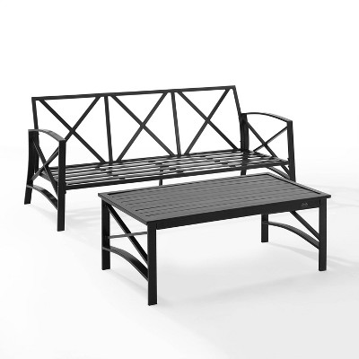 Kaplan 2-Piece Mist Green Outdoor Sofa Set with Coffee Table