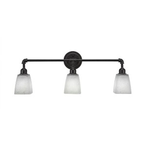 Toltec Lighting Vintage 3 - Light Vanity in  Dark Granite with 4.5" Square White Muslin Shade - 1 of 1