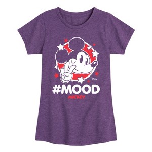 Girls' - Disney - Mickey Mouse Hashtag Mood Fitted Short Sleeve Graphic T-Shirt - 1 of 4
