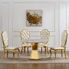 46" Round Marble Dining Table,High Gloss Faux Marble Top,Stainless Steel Base for Dining Room and Kitchen - Maison Boucle - 3 of 4
