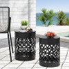 Vynxaria Patio Coffee Tables - Black Metal Set of 2 End Tables - 4 of 4