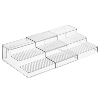 mDesign Expandable Kitchen Cabinet, Pantry Organizer/Spice Rack - Clear