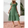 Coolmee Womens Summer Casual Floral Maxi Dress Square Neck Ruffle Short Sleeve Smocked High Waist A Line Wedding Guest Dresses - 3 of 4