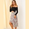 INSPIRE CHIC Women's High Low Hem Elastic Waist Lurex Chiffon A-Line Midi Floral Skirt - 4 of 4