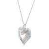 GILDED 1/2 CTTW Natural Diamond Open Heart Pendant in Sterling Silver Two-Tone, 18" Chain - 2 of 4