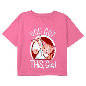 Girl's Lost Gods You Got This Girl Cartoon Crop Top T-Shirt - 1 of 3