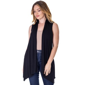 Womens Draped Open Front Sleeveless Vest Cardigan - 24seven Comfort Apparel™ - 1 of 4