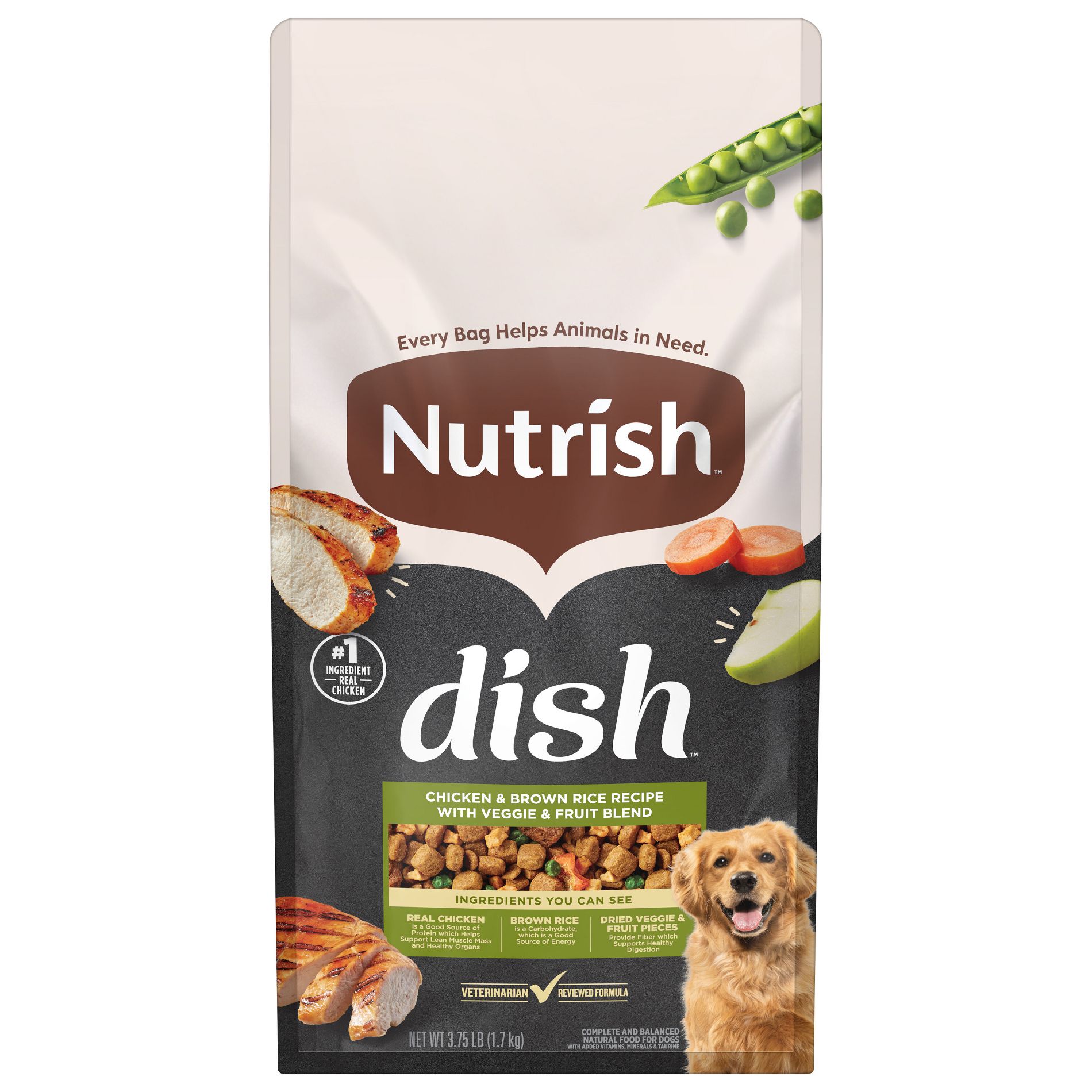 Rachael Ray Nutrish Dish Chicken and Brown Rice Recipe With Veggie and Fruit Blend Dry Dog Food