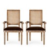Set of 2 Maria French Country Wood and Cane Upholstered Dining Chairs - Christopher Knight Home - 2 of 4