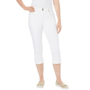 Woman Within Plus Size Petite Secret Solutions; Tummy Smoothing Denim Jean Capri - 1 of 4