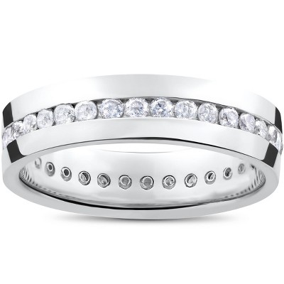 Pompeii3 Mens 1 1/4ct Real Diamond Channel Set Eternity Ring Wedding Band Anniversary