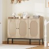Rattan Shoe Cabinet with 3 Doors, Freestanding Shoe Organizer with Large Storage Space, 8-Tier Shoe Cabinet with Adjustable Shelves for Entryway - 2 of 4