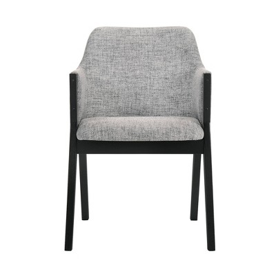 Set of 2 Gray Fabric and Black Wood Dining Chairs