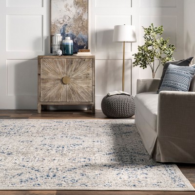 Elegant Vintage Blue 26" Stain-Resistant Synthetic Area Rug