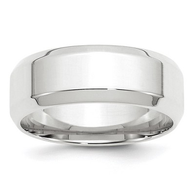 Black Bow Jewelry 8mm 10K White or Yellow Gold Beveled Edge Comfort Fit Band