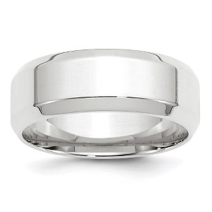 Black Bow Jewelry 8mm 10K White or Yellow Gold Beveled Edge Comfort Fit Band - 1 of 4