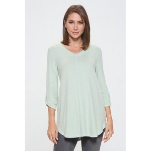 WEST K Women's Nora Ultrasoft V-neck Tunic with Long Sleeves and Front Seam Detail - 1 of 4