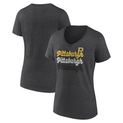 MLB Pittsburgh Pirates Women's Gray Short Sleeve V-Neck T-Shirt