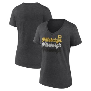 MLB Pittsburgh Pirates Women's Gray Short Sleeve V-Neck T-Shirt - 1 of 3