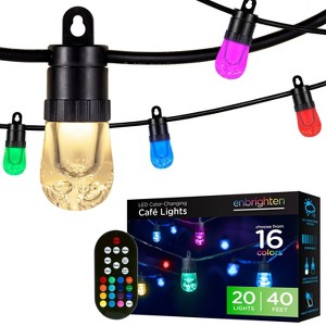 Enbrighten 20 Bulb LED Wi-Fi Color Changing Outdoor Cafe String Lights Black - 1 of 4