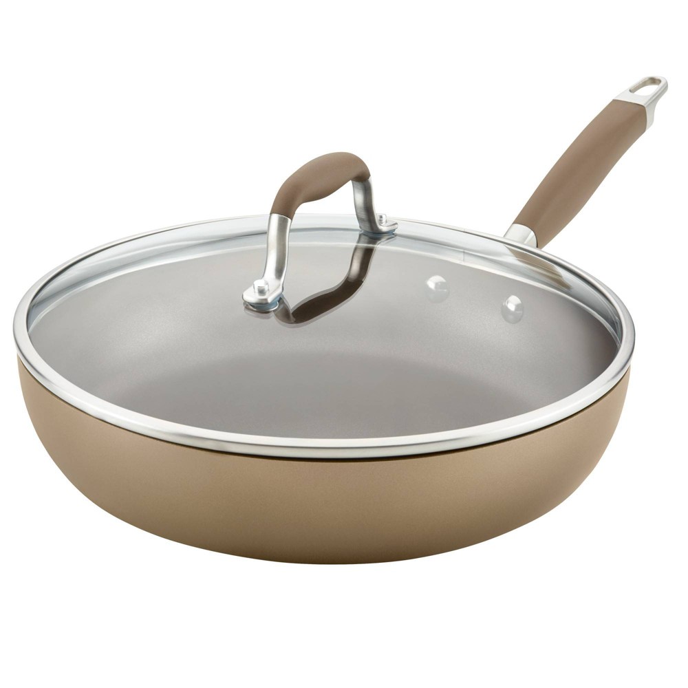 Anolon 12 Advanced Home Hard-Anodized Nonstick Deep Frying Pan with Lid Bronze