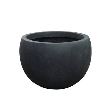 13" Kante Lightweight Outdoor Concrete Bowl Planter Charcoal Black - Rosemead Home & Garden, Inc.