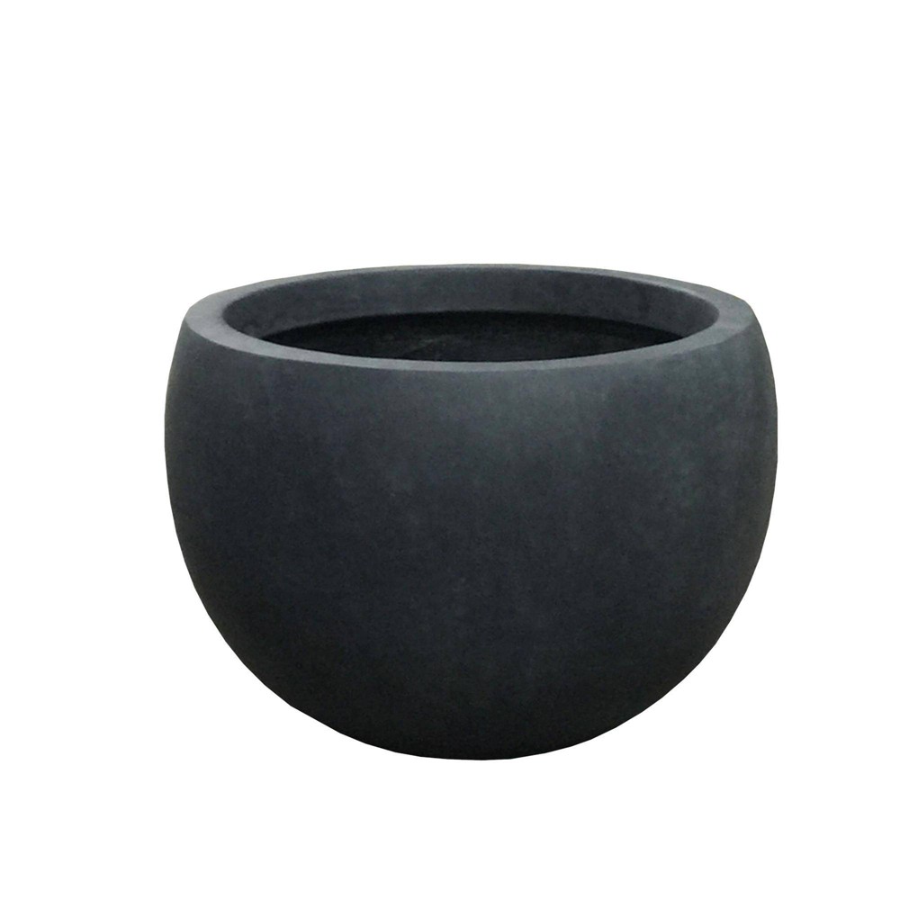 Photos - Flower Pot 13" Kante Lightweight Outdoor Concrete Bowl Planter: Durable & UV Resistan