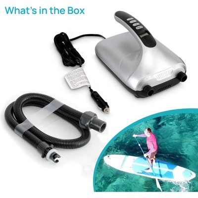 Compact Silver & Black Electric Air Pump with LCD Screen