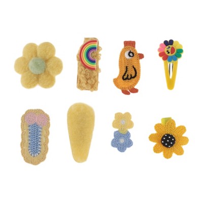 Unique Bargains Girl's Fashion Cute Flowers Hair Clips Yellow 8 Pcs