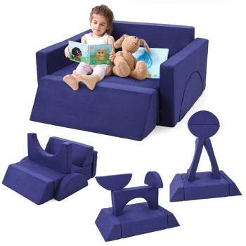 7 Pieces Modular Kids Play Couch, Toddlers Convertible Play Couch Sofa