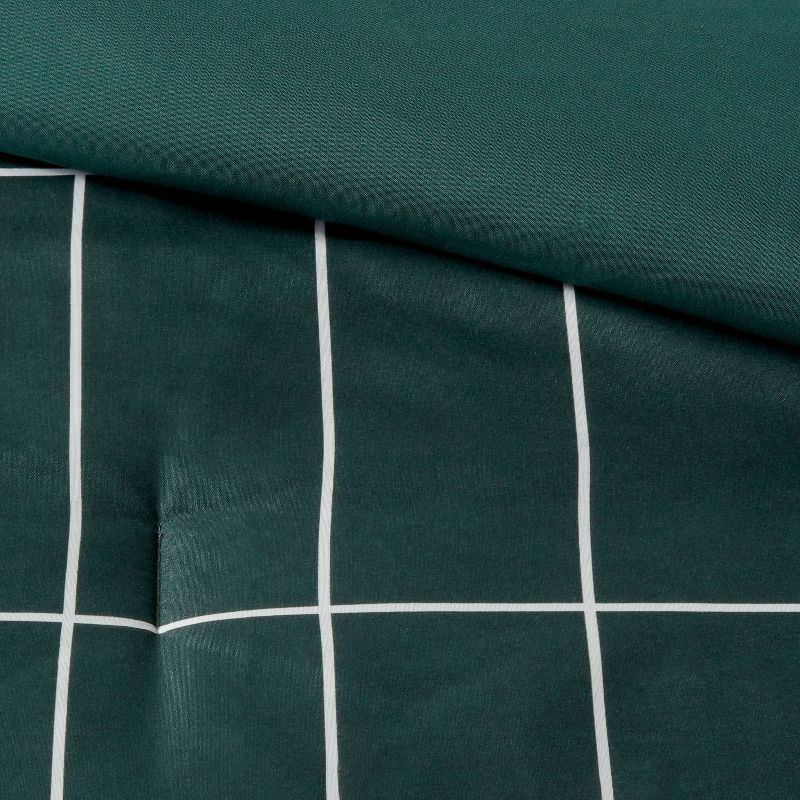 Grid Print Microfiber Reversible Comforter & Sheet Set Dark Green - Room Essentials™, 5 of 9