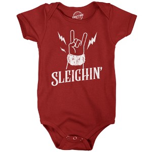 Sleighin Baby Bodysuit Funny Sarcastic Santa Claus Graphic Novelty Jumper For Infants - Crazy Dog Baby Bodysuit Gift For Christmas Red 24 Months - 1 of 4